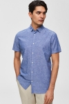 Selected Slim Linen Shirt SS Classic Medium Blue Melange