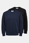 Selected SLHCALEB CREW NECK SWEAT W 2 PACK Navy Blazer + Black