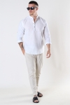 ONLY & SONS CAIDEN HALF PLACKET LINEN SHIRT White