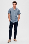 Selected SLHREGNEW-LINEN SHIRT SS RESORT W Medium Blue Denim