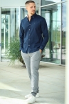 Clean Cut Copenhagen Oxford Stretch Plain L/S Navy