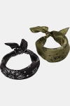 Urban Classics Satin Bandana 2-Pack Black/Olive