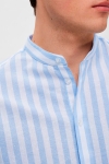 Selected SLHSLIMNEW-LINEN SHIRT LS BAND W Cashmere Blue Stripes