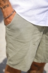 Solid Aurelius Elasticated Linen Shorts Vetiver