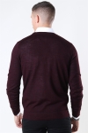 Lindbergh Merino O-Neck Strik Dark Bordeaux