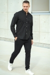 Clean Cut Copenhagen Oxford Stretch Plain L/S Black