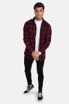 URBAN CLASSICS Checked Flanell Shirt Black/Burgundy