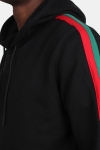 Urban Classics Stripe Shoulder Hoodie Black/ Fire Red/ Green
