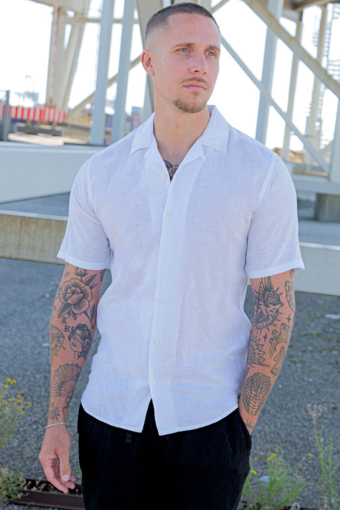 Caiden SS Resort Linen Shirt White