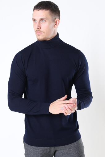Merino Wool Roll Strik Navy