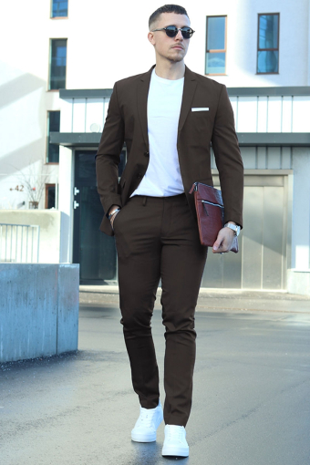 Premium Franco Slim Fit Suit Black Coffee