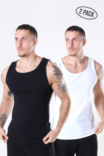 Nate Reg Tank Top 2-Pack Black/White