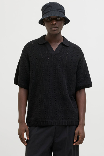 Aros Knit Easter SS Crochet Polo Black