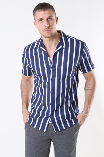 Cuba Shirt Gr. 87 S/S Dark Blue/White