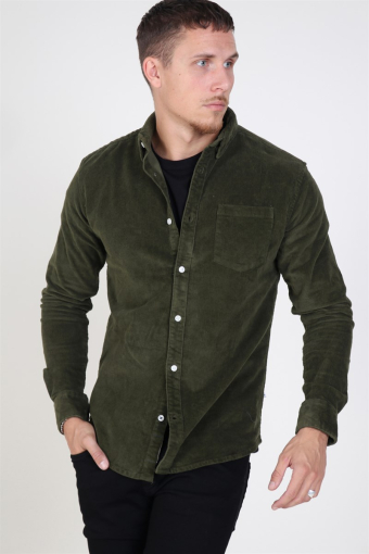 Johan Corduroy Overshirt Olive Green