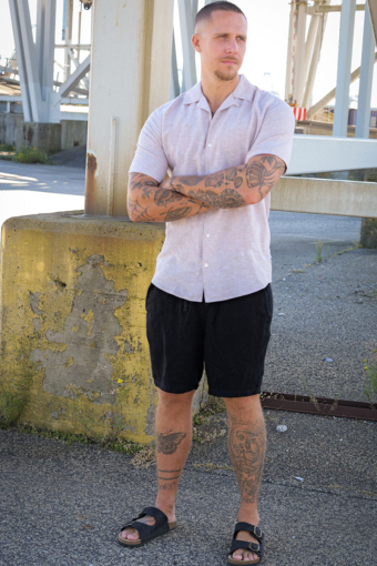 Caiden SS Resort Linen Shirt Chinchilla