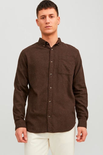 Classic Melange Shirt L/S Seal Brown