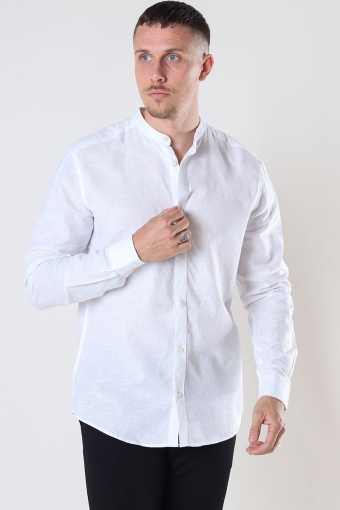 ONSCAIDEN LS SOLID LINEN MAO SHIRT NOOS White