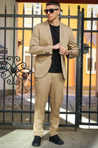 Premium Franco Slim Fit Suit Petrified Oak
