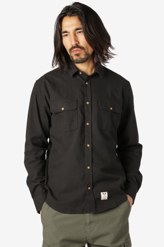Glenn Flannel Shirt LS Black