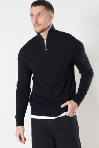 JJEEMIL KNIT HALF ZIP NOOS Black