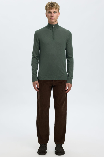 Tray LS Merino Knit Half Zip Deep Forest