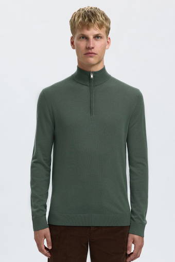 Tray LS Merino Knit Half Zip Deep Forest