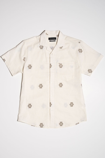 Bowling Theodore Cotton Linen Shirt S/S Off White/Khaki