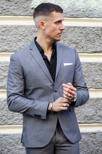 Premium Franco Slim Fit Suit Light Grey Melange