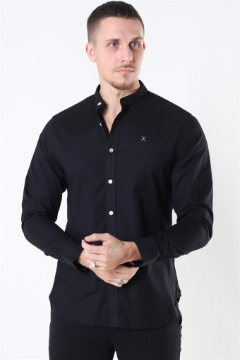 Oxford Mao Stretch L/S Shirt Black