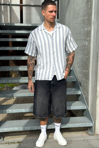 Enzo Stripe Resort Shirt SS White