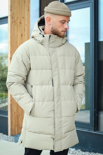CARL LONG QUILTED COAT Chinchilla