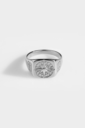 Compass Signature Ring Silver