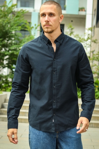 Val Oxford Stretch Shirt LS Black