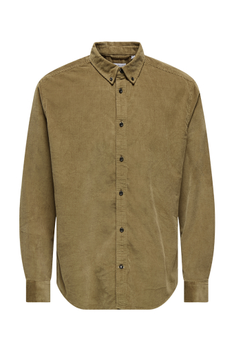 Michael Regular Fit Stretch Cord Shirt LS Otter
