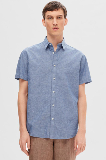 Regular Sun Linen Shirt SS Medium Blue Denim