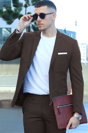 Premium Franco Slim Fit Suit Black Coffee