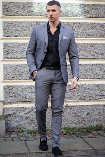 Premium Franco Slim Fit Suit Light Grey Melange
