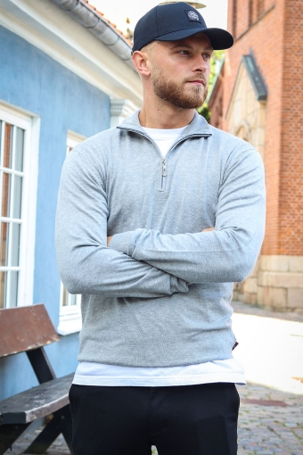 FRANKIE HALF ZIP KNIT Light Grey