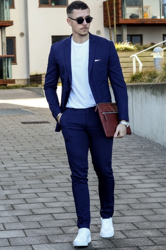 Premium Franco Slim Fit Suit Medieval Blue