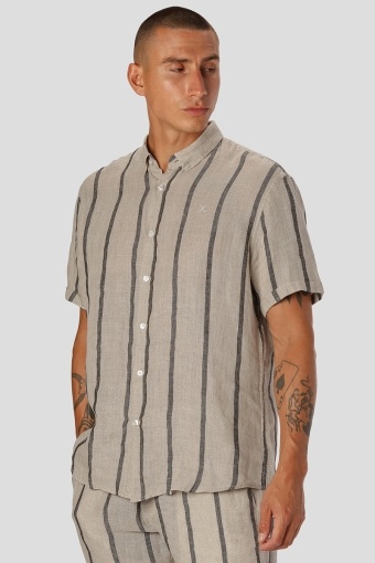 Ed Striped linen Shirt S/S Sand