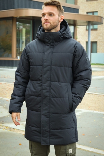 CARL LONG QUILTED COAT Black