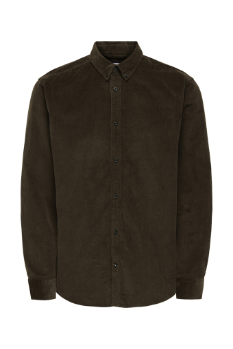 Michael Regular Fit Stretch Cord Shirt LS Demitasse