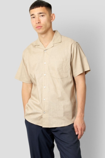 Bowling Cotton Linen Shirt SS Khaki