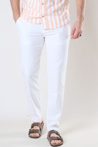 Mark Cotton Linen Pants White