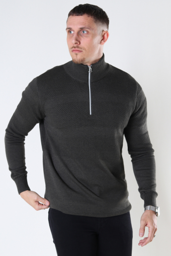 Hannes half zip cotton knit Army