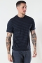 Basic Brand T-shirt Striped Heather Blue/Black
